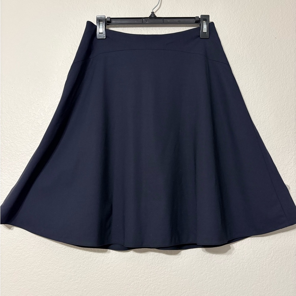 MM Lafleur Wool Classic Career Navy A-Line Skirt Back Zip Lined 8